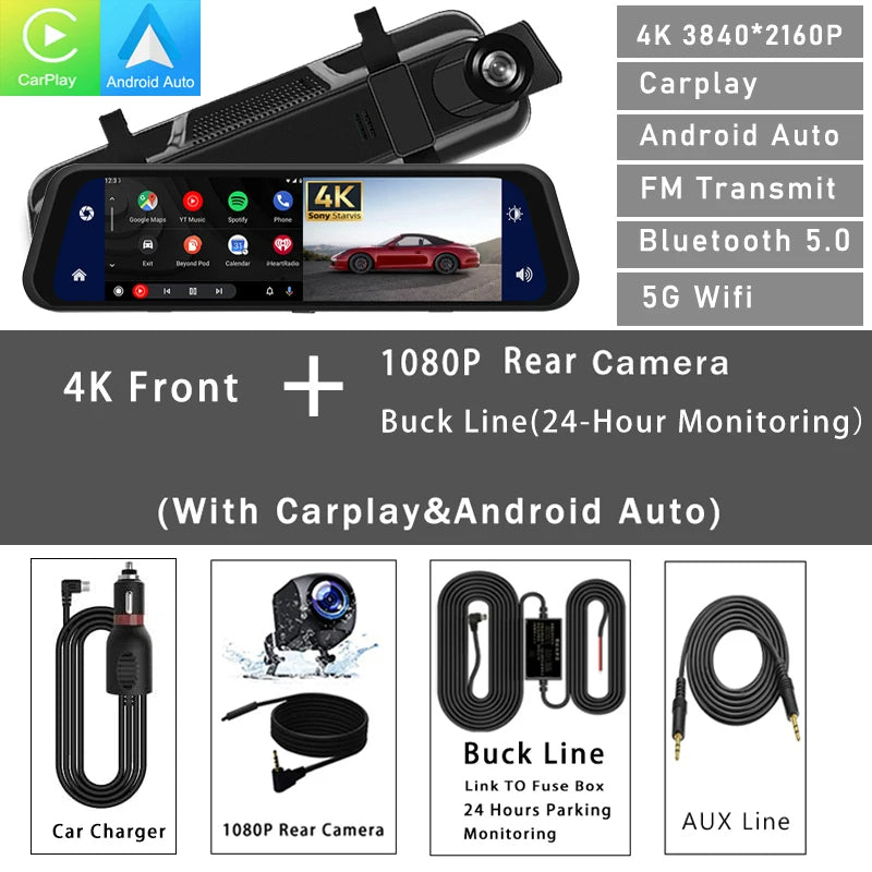 Lunas™ DashCam Miroir – Sécurité et visibilité augmentée