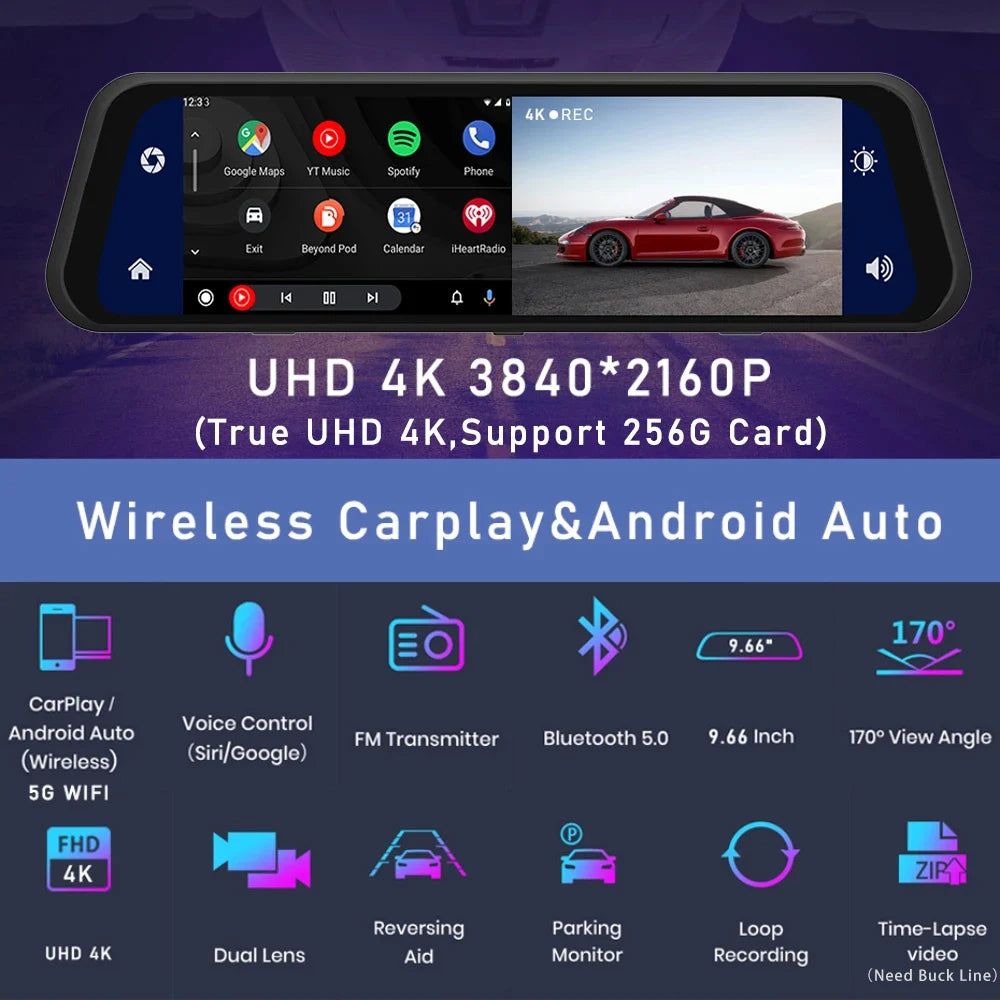 Lunas™ DashCam Miroir – Sécurité et visibilité augmentée