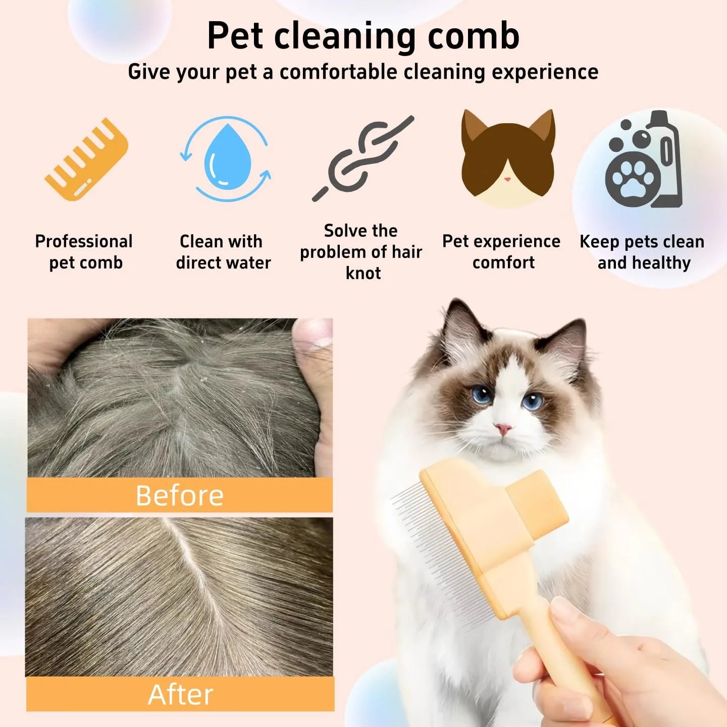Lunas™ Pet Hair & Flea Comb – Le soin malin pour un pelage sain