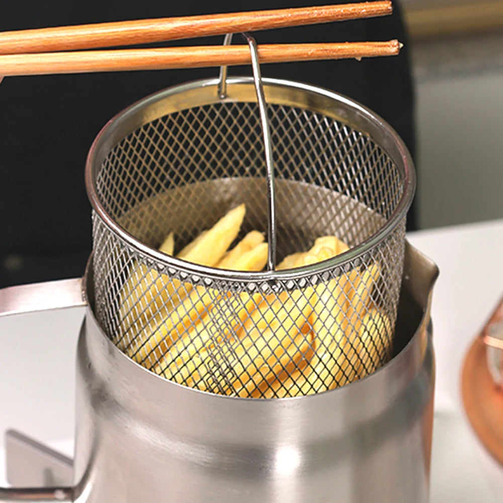 Lunas™ Friteuse Inox + Filtre à Huile 2L – Cuisson Pro & Rangement propre