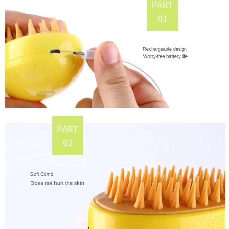 Lunas™ Steamy Brush for Cats – Brosse chauffante anti-nœuds