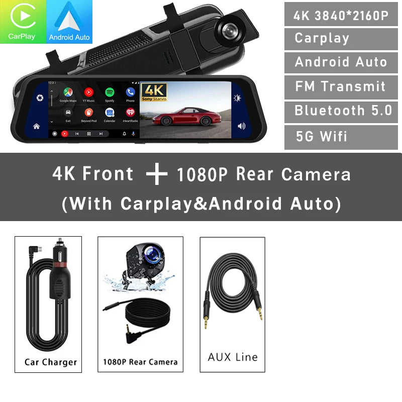 Lunas™ DashCam Miroir – Sécurité et visibilité augmentée